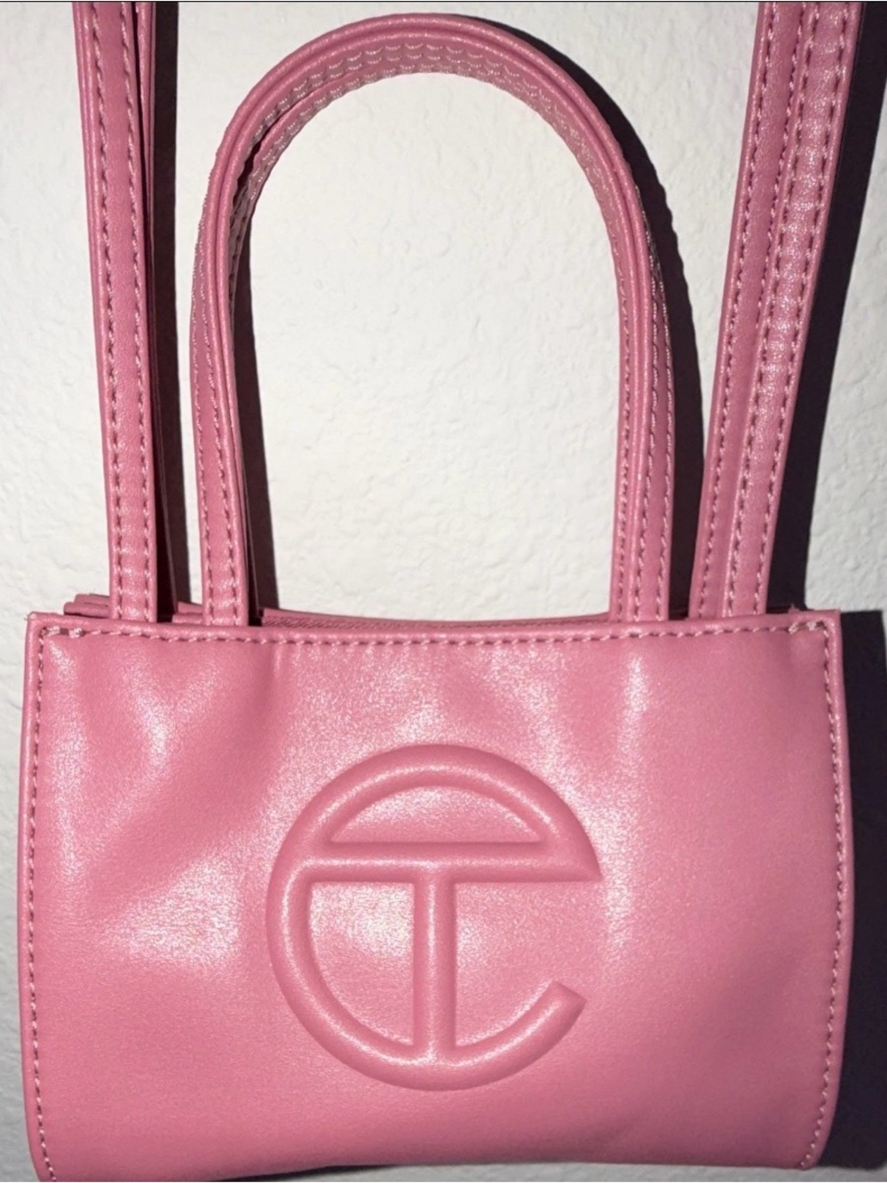 Telfar Pink Mini Tote with Embossed Logo
